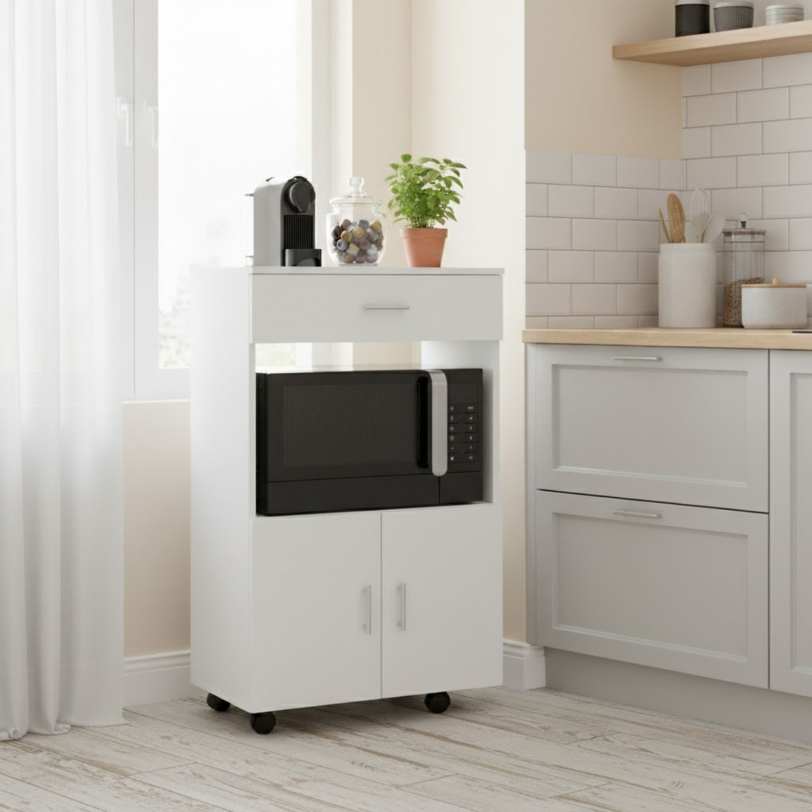 ארונית שרות רב תכליתית על גלגלים למיקרוגל בגימור לבן דגם 25333445 טודו דיזיין ארונית שרות רב תכליתית על גלגלים למיקרוגל בגימור לבן דגם 25333445 טודו דיזיין