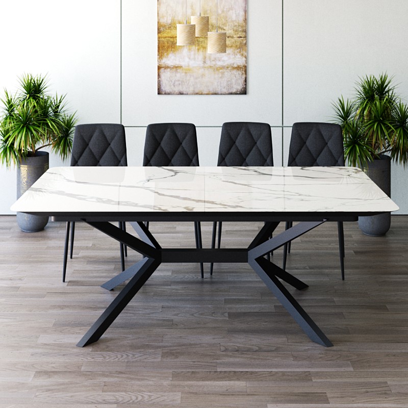 פינת אוכל מלבנית נפתחת דגם גרניט לבן + 4 כסאות מסית טודו דיזיין TUDO DESIGN פינת אוכל מלבנית נפתחת דגם גרניט לבן + 4 כסאות מסית טודו דיזיין TUDO DESIGN