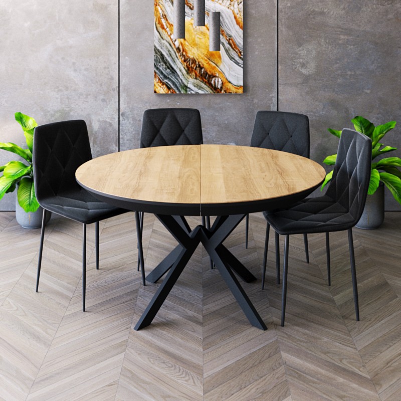 פינת אוכל עגולה נפתחת דגם עץ טבעי + 4 כסאות מבית טודו דיזיין TUDO DESIGN פינת אוכל עגולה נפתחת דגם עץ טבעי + 4 כסאות מבית טודו דיזיין TUDO DESIGN