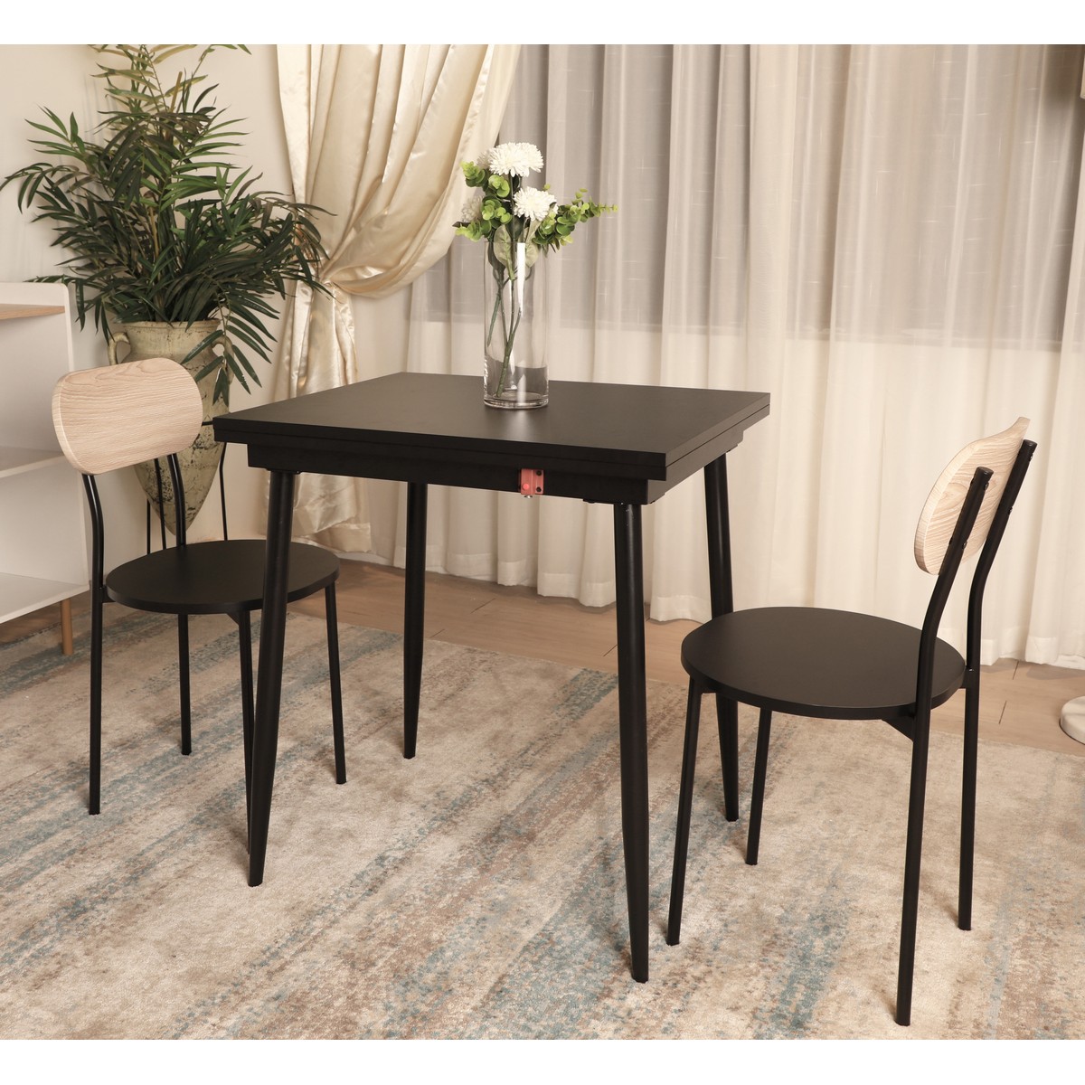 JENNIE פינת אוכל נפתחת ל120 ס”מ כוללת שולחן וזוג כסאות JENNIE פינת אוכל נפתחת ל120 ס”מ כוללת שולחן וזוג כסאות