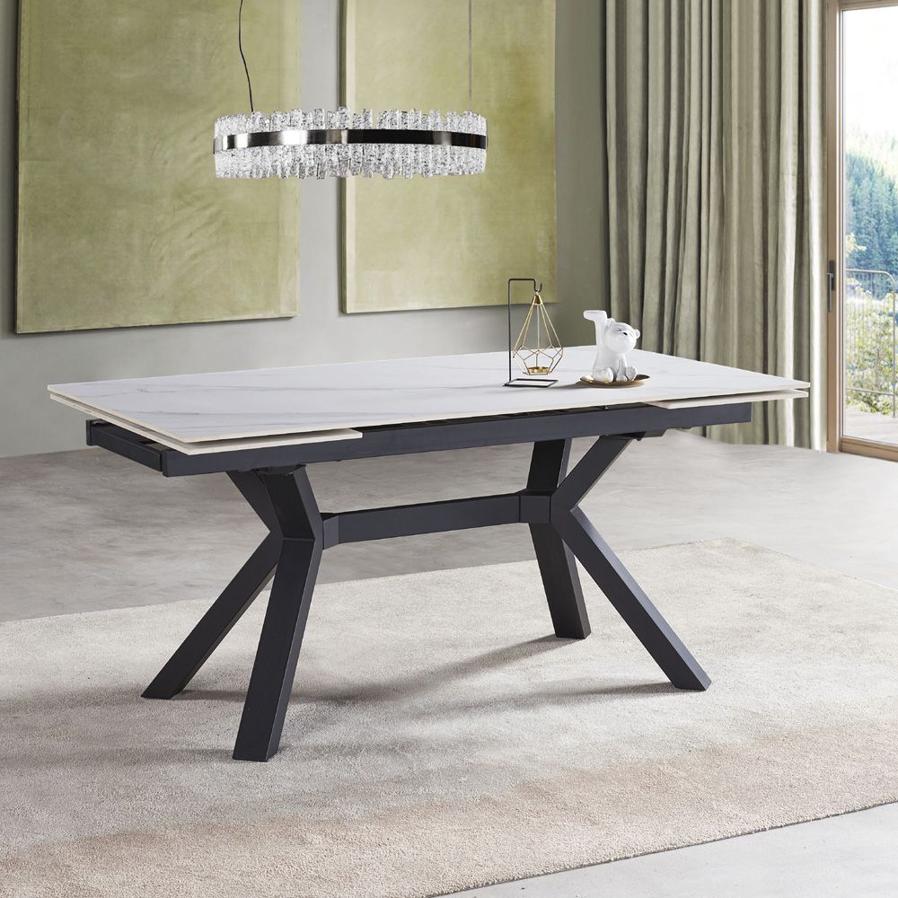 שולחן אוכל קרמיקה באורך 1.6 מ’ נפתח ל- 2.4 מ’ עם רגלי ברזל דגם מסטר 160 שולחן אוכל קרמיקה באורך 1.6 מ’ נפתח ל- 2.4 מ’ עם רגלי ברזל דגם מסטר 160