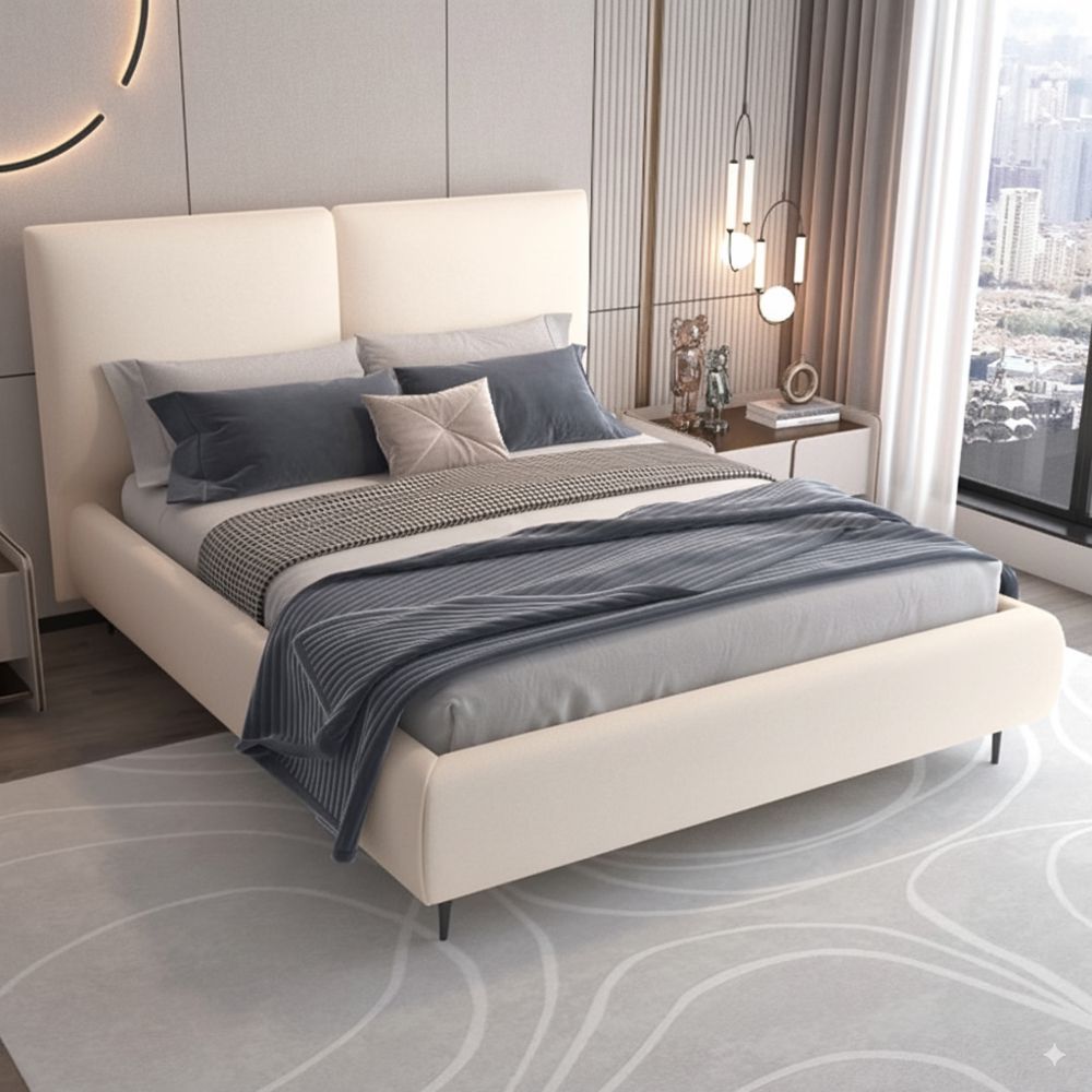 מיטה זוגית 140/190 מעוצבת בריפוד בד רחיץ עם ארגז מצעים מעץ דגם מליסה מיטה זוגית 140/190 מעוצבת בריפוד בד רחיץ עם ארגז מצעים מעץ דגם מליסה