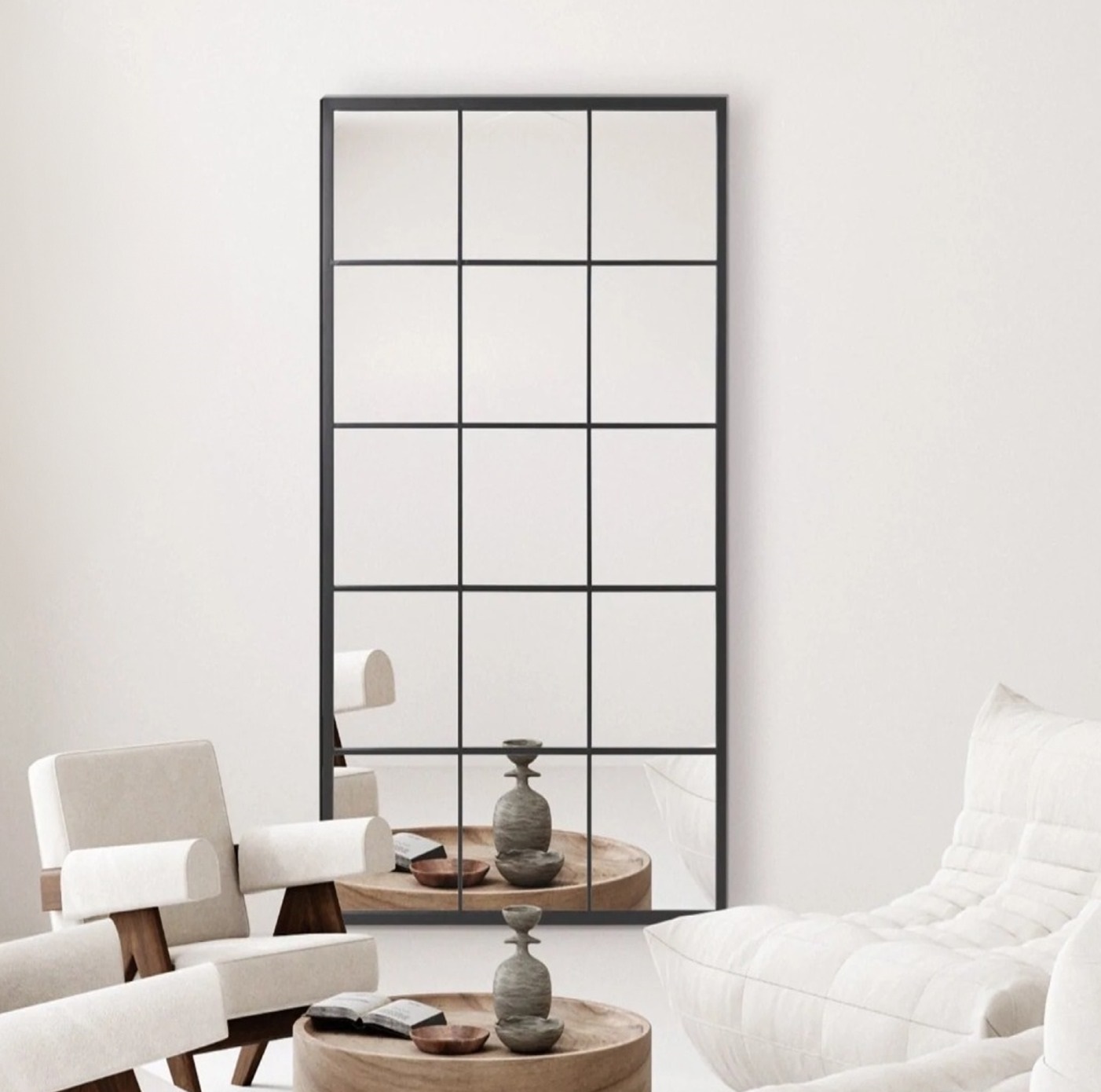 מראה מעוצבת מלבנית עם חלוקה פנימית במסגרת שחורה TUDO DESIGN מראה מעוצבת מלבנית עם חלוקה פנימית במסגרת שחורה TUDO DESIGN