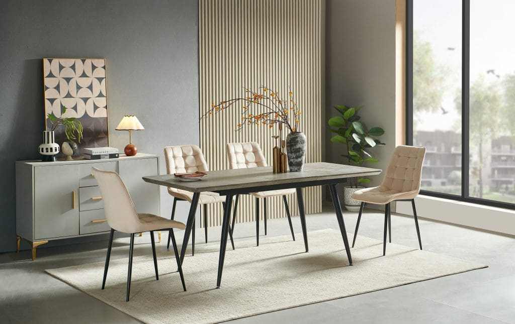 פינת אוכל מלבנית נפתחת כולל 4 כסאות מבד קטיפה רחיץ דוחה כתמים דגם אורבן פינת אוכל מלבנית נפתחת כולל 4 כסאות מבד קטיפה רחיץ דוחה כתמים דגם אורבן