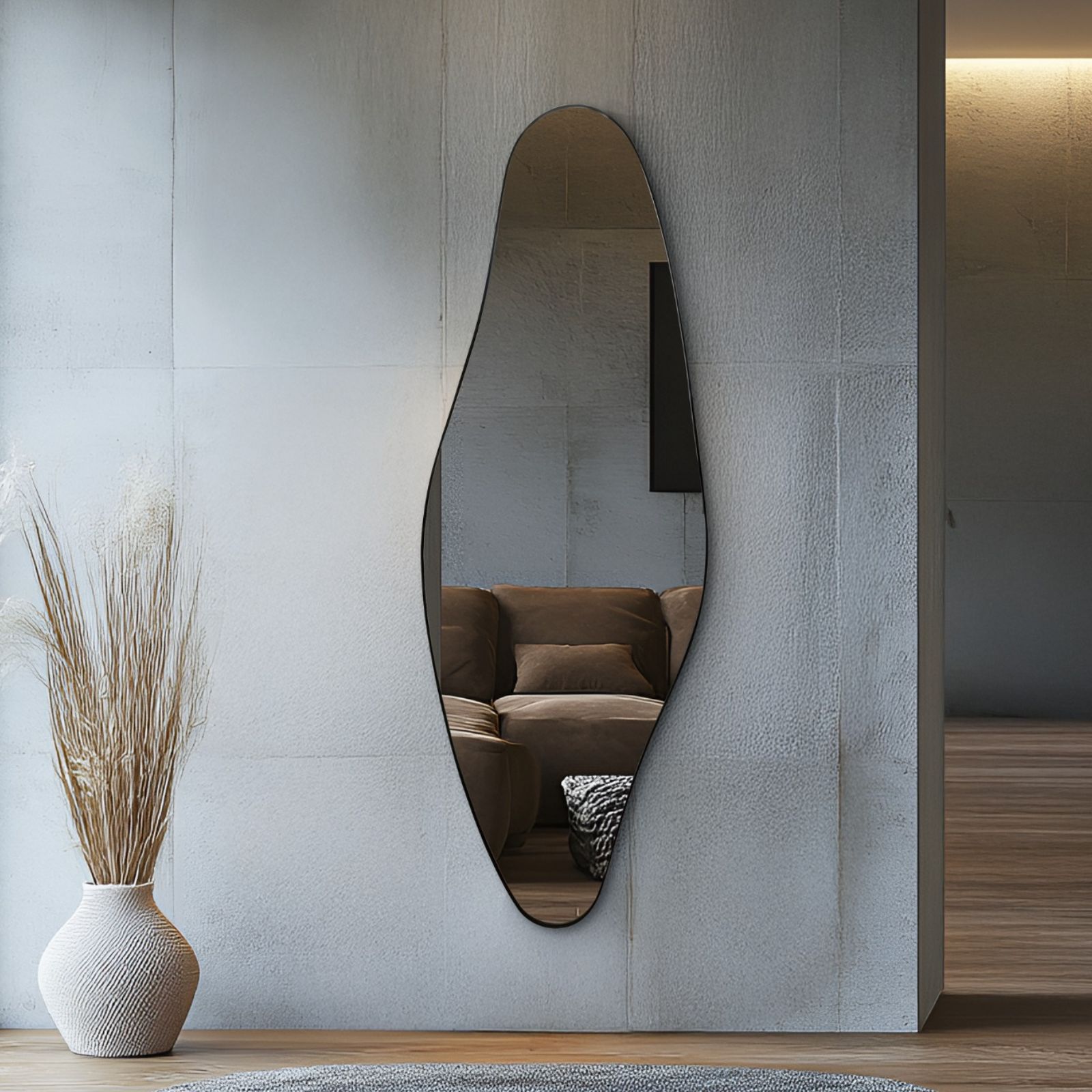 מראת גוף אסימטרית מסגרת שחורה ב- 2 גדלים לבחירה מראת גוף אסימטרית מסגרת שחורה ב- 2 גדלים לבחירה