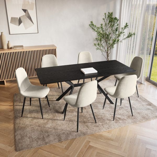 פינת אוכל נפתחת 140/180 מעץ איכותי כולל 4 כסאות מבד קטיפה רחיץ דוחה כתמים דגם לובר פינת אוכל נפתחת 140/180 מעץ איכותי כולל 4 כסאות מבד קטיפה רחיץ דוחה כתמים דגם לובר