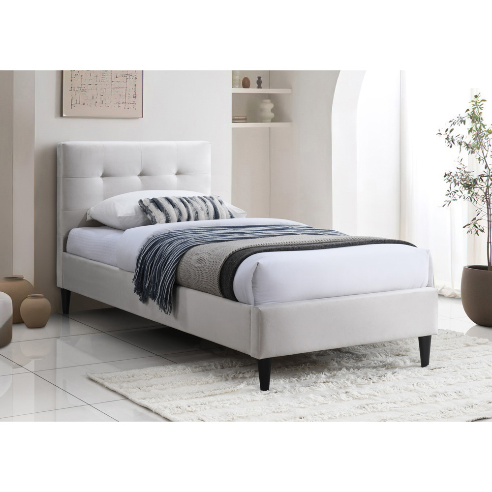 מיטת יחיד 90x190 מרופדת בד עם ראש מיטה מעוצב דגם ארט-90 בגוון קרם TUDO DESIGN מיטת יחיד 90x190 מרופדת בד עם ראש מיטה מעוצב דגם ארט-90 בגוון קרם TUDO DESIGN