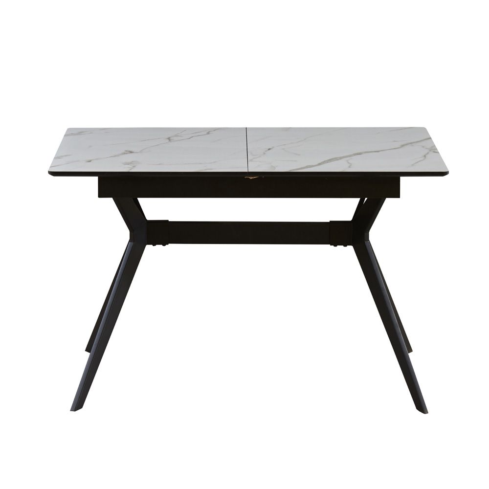 שולחן אוכל נפתח 1.4-2.4 מ' עם רגלי ברזל HOME DECOR דגם סנטוריני בגוון לבן שולחן אוכל נפתח 1.4-2.4 מ' עם רגלי ברזל HOME DECOR דגם סנטוריני בגוון לבן