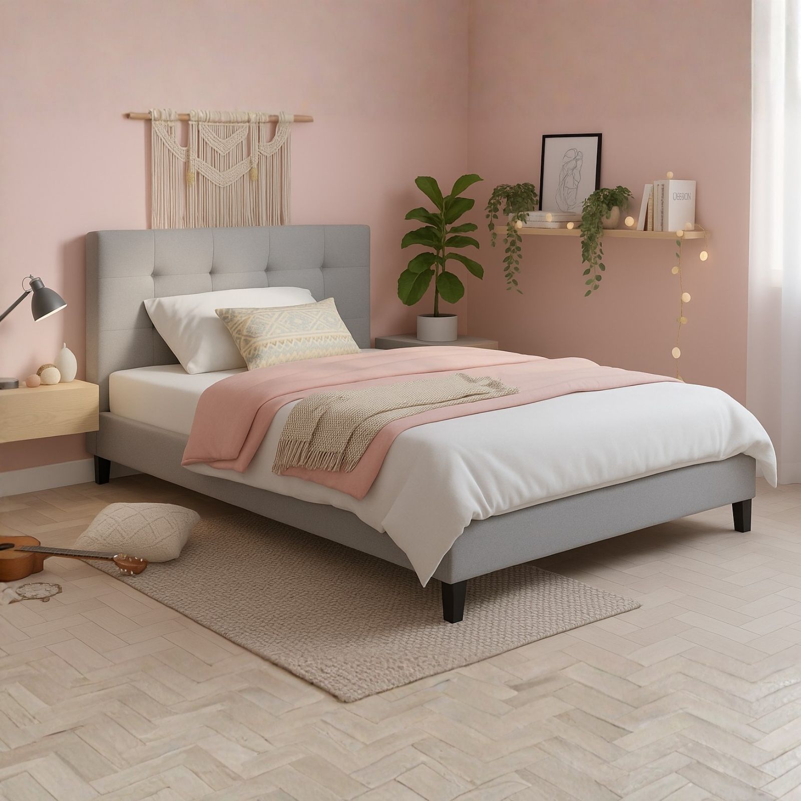 מיטה מרופדת ברוחב וחצי 120/190 ס"מ בגוון אפור דגם פנטזי מבית טודו דיזיין מיטה מרופדת ברוחב וחצי 120/190 ס"מ בגוון אפור דגם פנטזי מבית טודו דיזיין