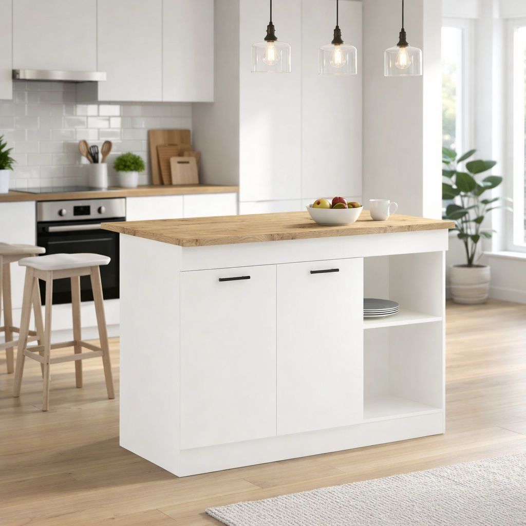 אי למטבח עם אחסון ופינת אוכל ל-2 סועדים בגוון לבן בשילוב אלון ברוחב 122 ס"מ דגם 9167 מבית טודו דיזיין אי למטבח עם אחסון ופינת אוכל ל-2 סועדים בגוון לבן בשילוב אלון ברוחב 122 ס"מ דגם 9167 מבית טודו דיזיין