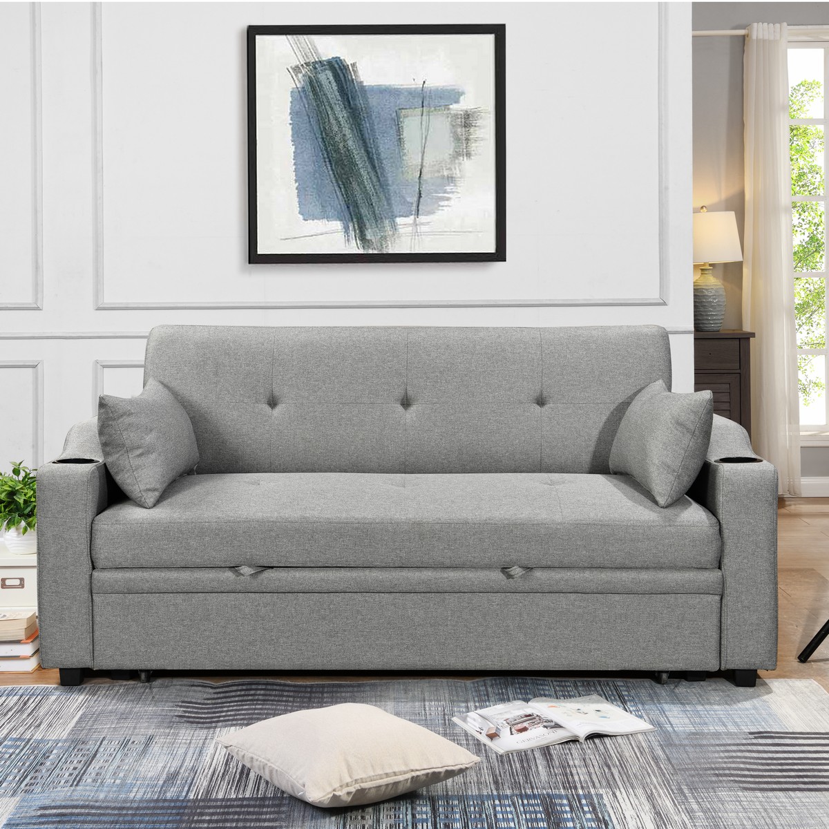 PACERTI ספה דו-מושבית נפתחת למיטה זוגית בגוון אפור PACERTI ספה דו-מושבית נפתחת למיטה זוגית בגוון אפור